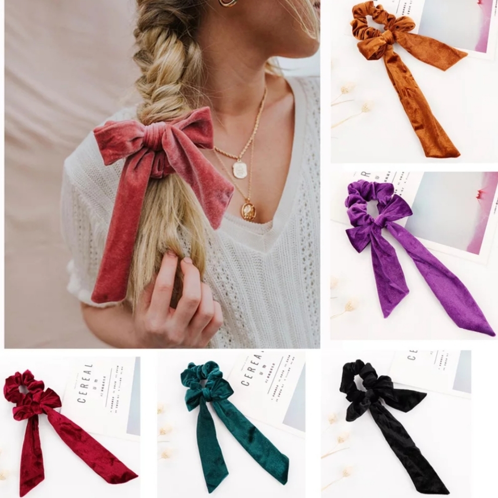 Allison Velvet Hair Bow - Purple - Picture 3 of 7